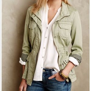 Anthropologie Green Chambray Anorak